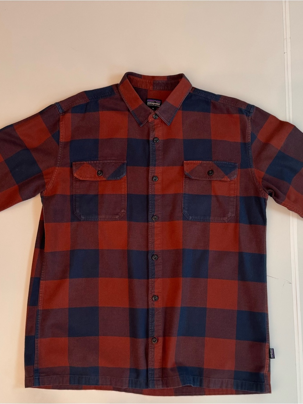 Patagonia Men’s Red & Navy Plaid Button-Down Shirt